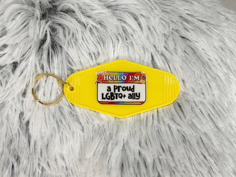 Proud ally motel keychain