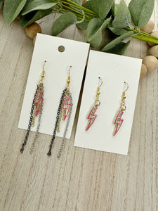 Pink Lightning Bolt Earrings