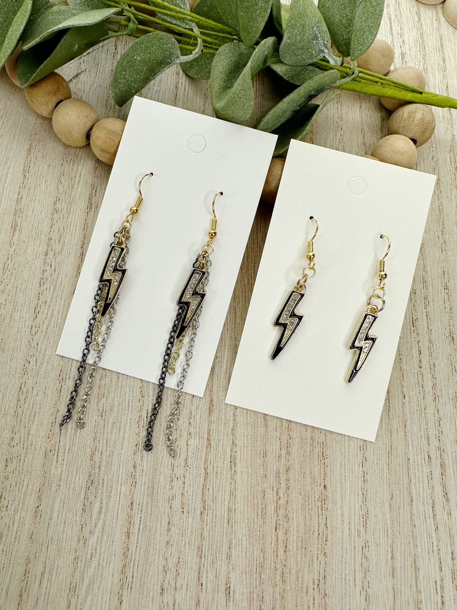 Black Lightning Bolt Earrings