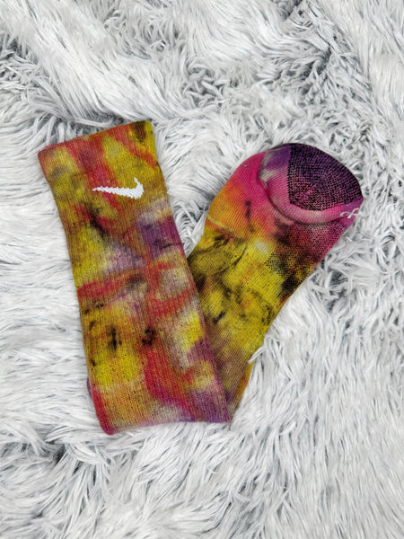 Reverse Tye dye socks Large Crew #8