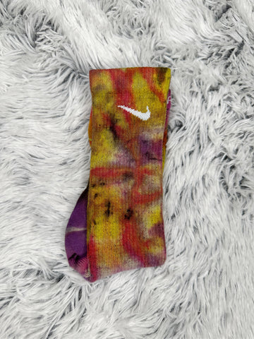 Reverse Tye dye socks Large Crew #8