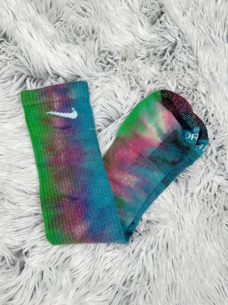 Reverse Tye dye socks Large Crew #9