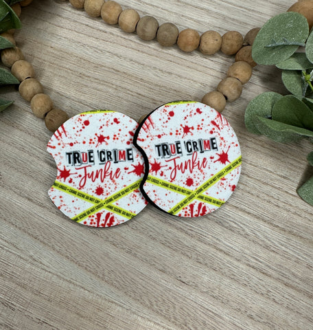 True Crime Junkie Car Coasters